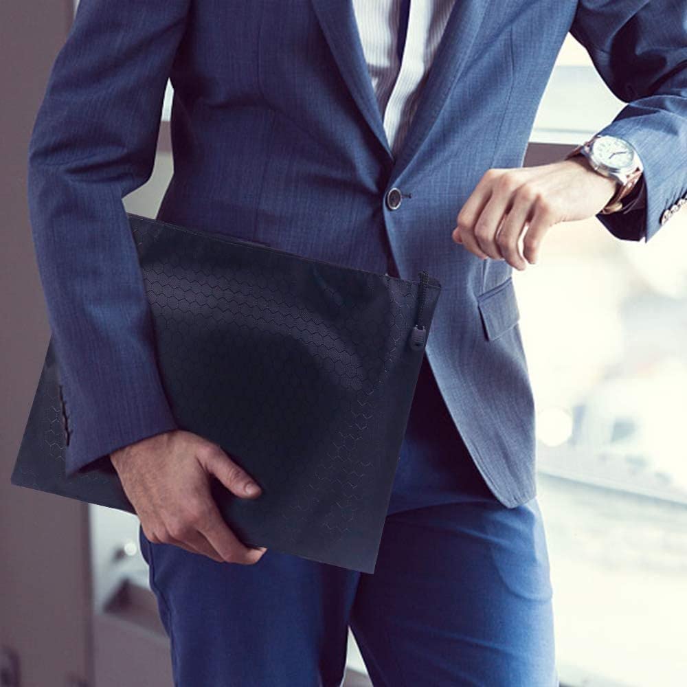 10 Pcs Waterproof Zipper File Bags-A4 Size Oxford Office Filing Documents Storage Folder, Cosmetics Offices Supplies Travel Accessories Pouch