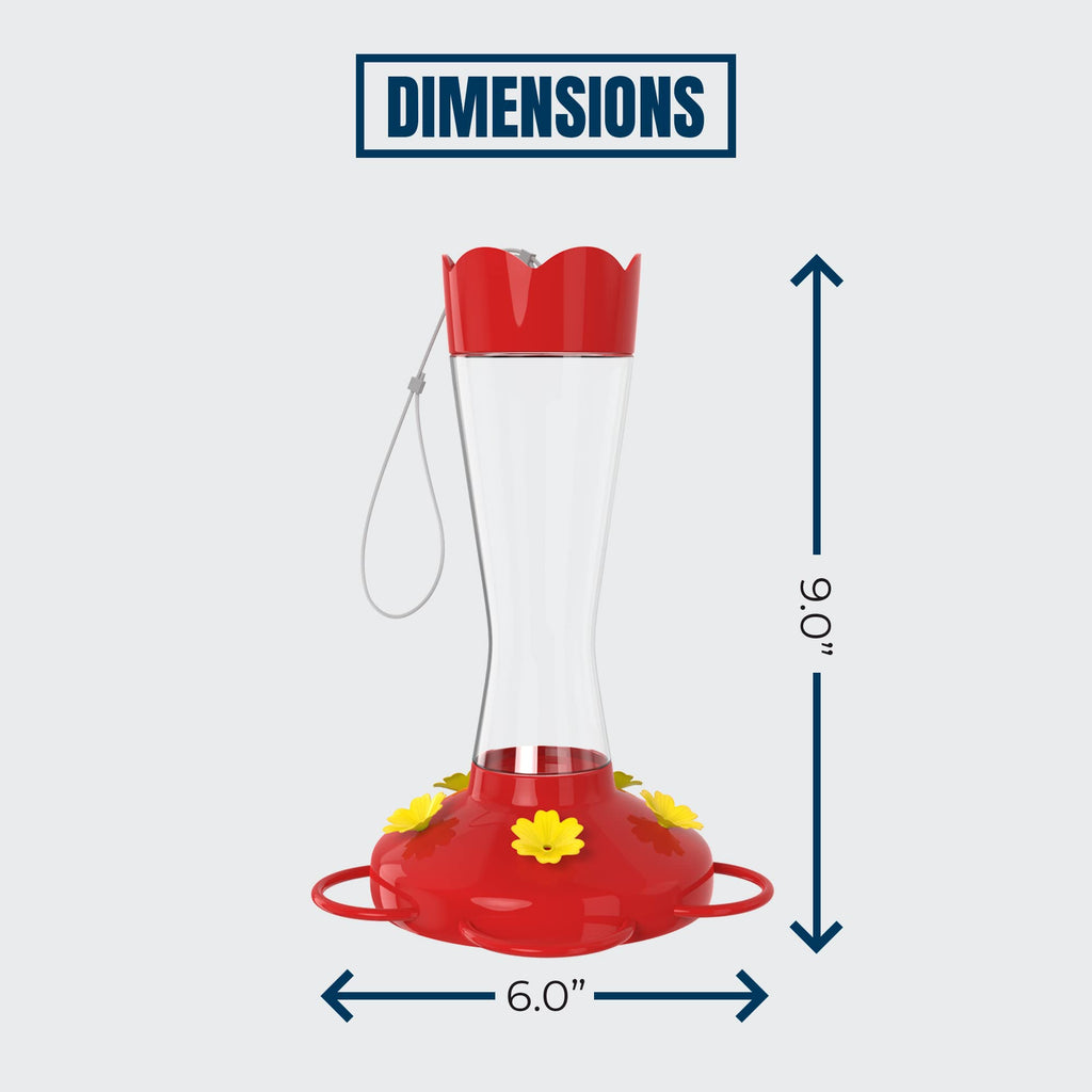 MEKKAPRO Outdoor Hummingbird Feeder Made from Glass, Hanging 5 Nectar Feeding Stations, Bright Red, Backyard Feeder (10 Ounce)