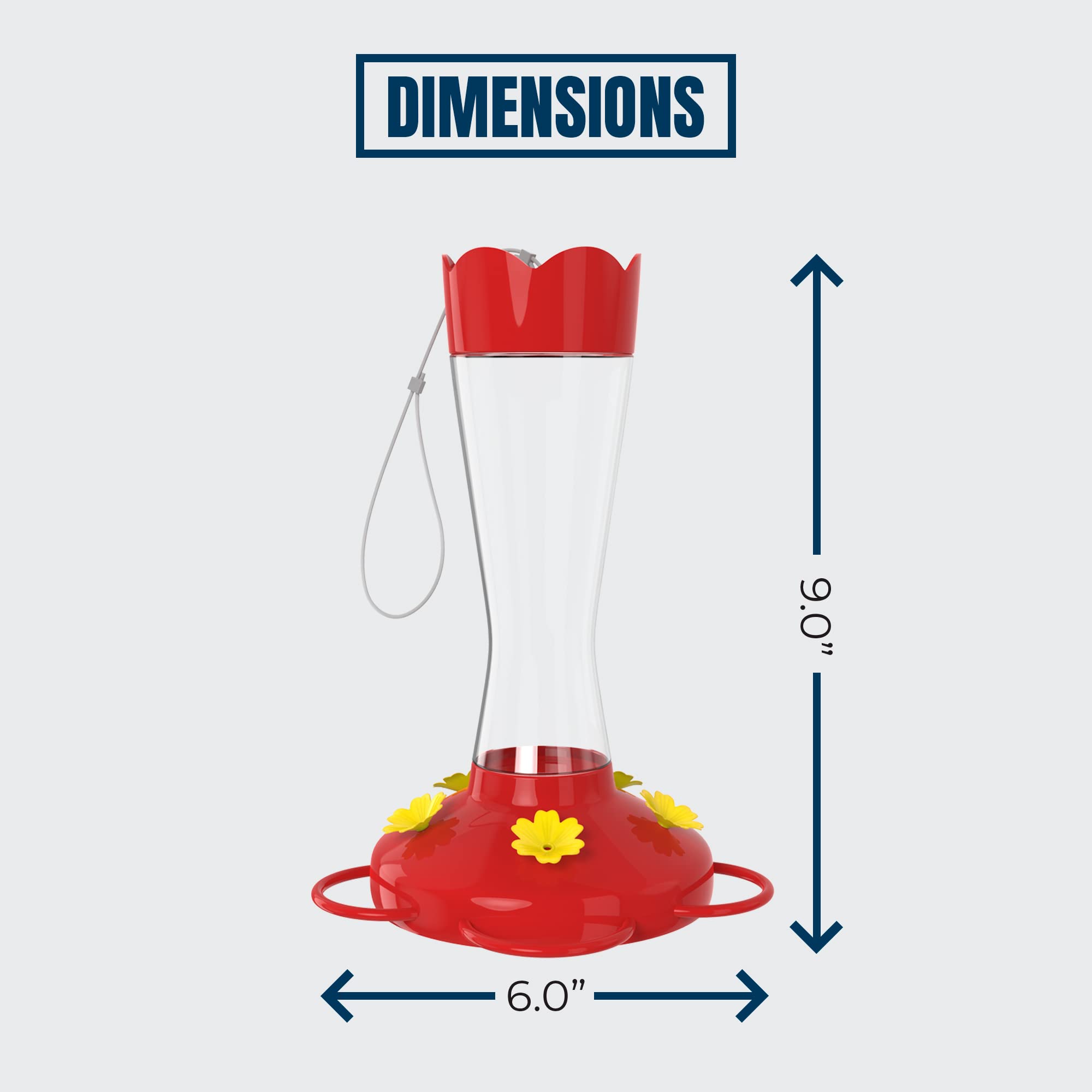 MEKKAPRO Outdoor Hummingbird Feeder Made from Glass, Hanging 5 Nectar Feeding Stations, Bright Red, Backyard Feeder (10 Ounce)