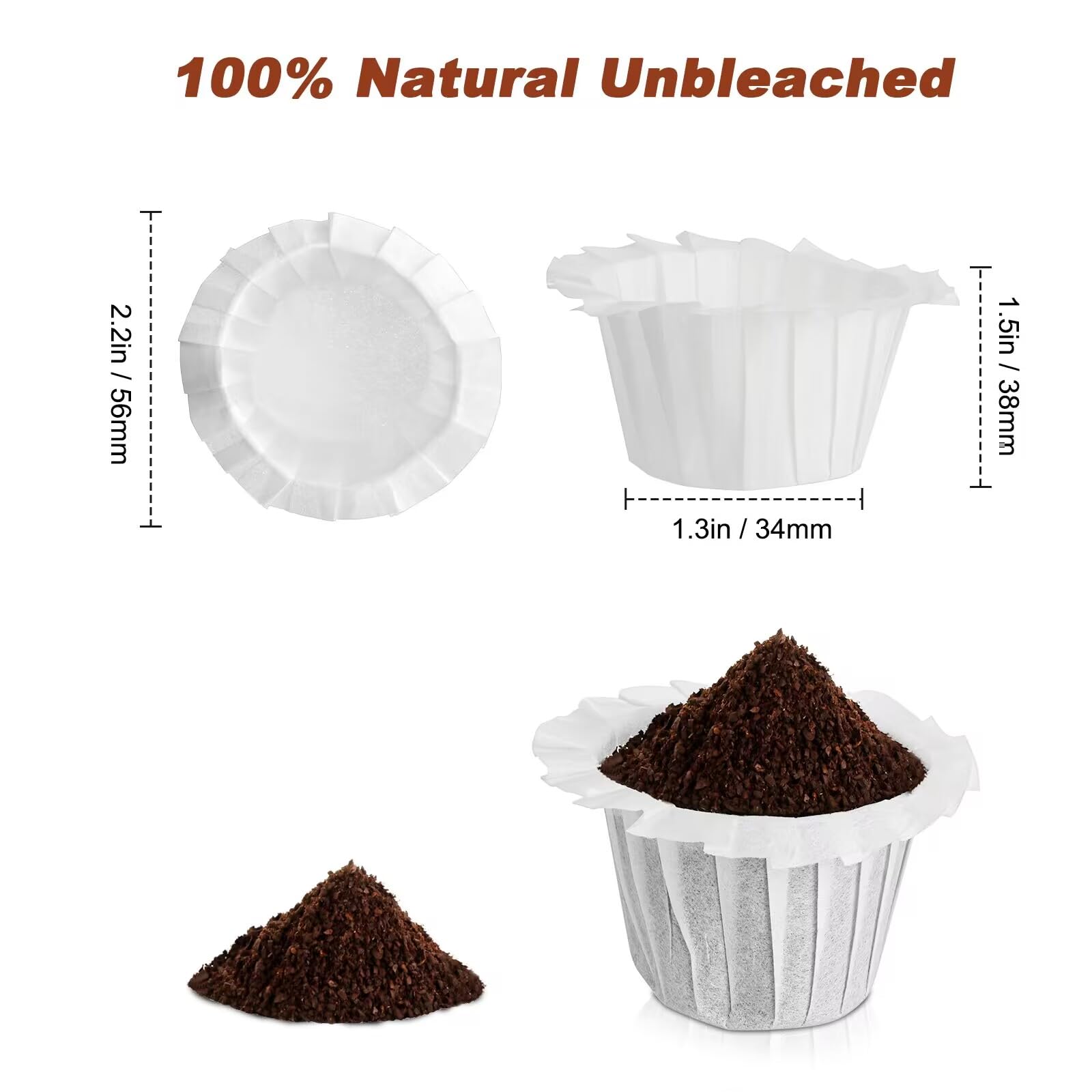 Disposable Paper Coffee Filters, Keurig K Cup Paper Filters for Keurig Single Brewer Reusable Cups, K-Cup Coffee Pods, Fits All Brands Reusable K Cups (500)