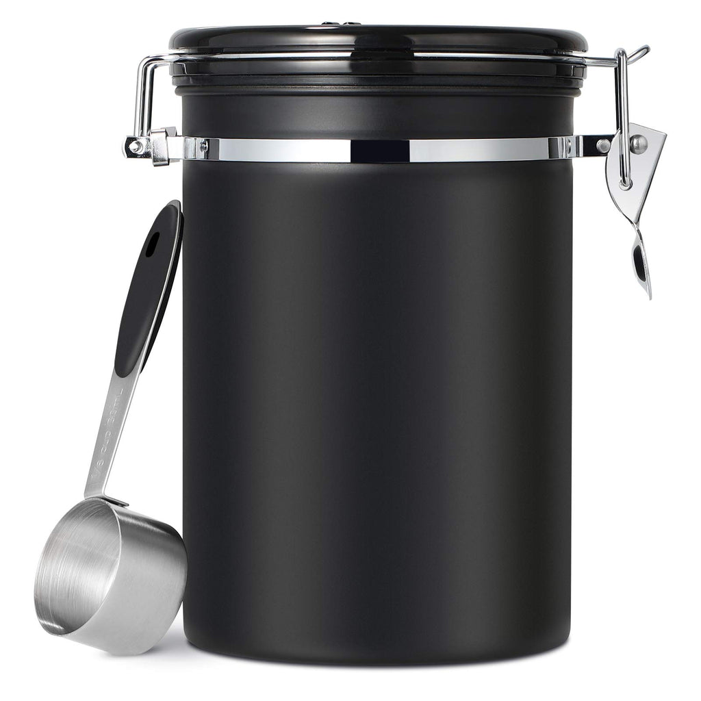 Hossejoy Stainless Steel Coffee Canister, Airtight Coffee Beans Container with Date Tracker & Spoon for Sugar Tea Jar Storage, 1.8 L / 22oz