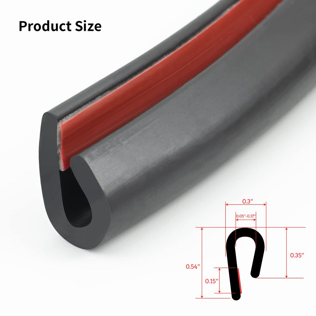 Edge Trim-Rubber U Channel Length 9.8FEET with self-Adhesive Design for car Doors, Table Corners, etc (9.8FEET, BLACK)