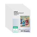 Cricut Printable Waterproof Sticker Set, 20 Transparent Sheets (8.5" x 11") - Compatible with Inkjet Printers - For Joy Xtra, Explore, & Maker Machines