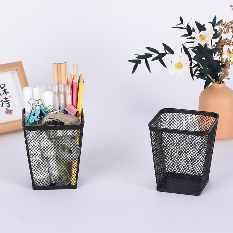 Gonice 6 Pack Pencil holder, Mesh Pen Holder for Desk, Black Pen Cup Desk Organizer for Home, Schoo and Office