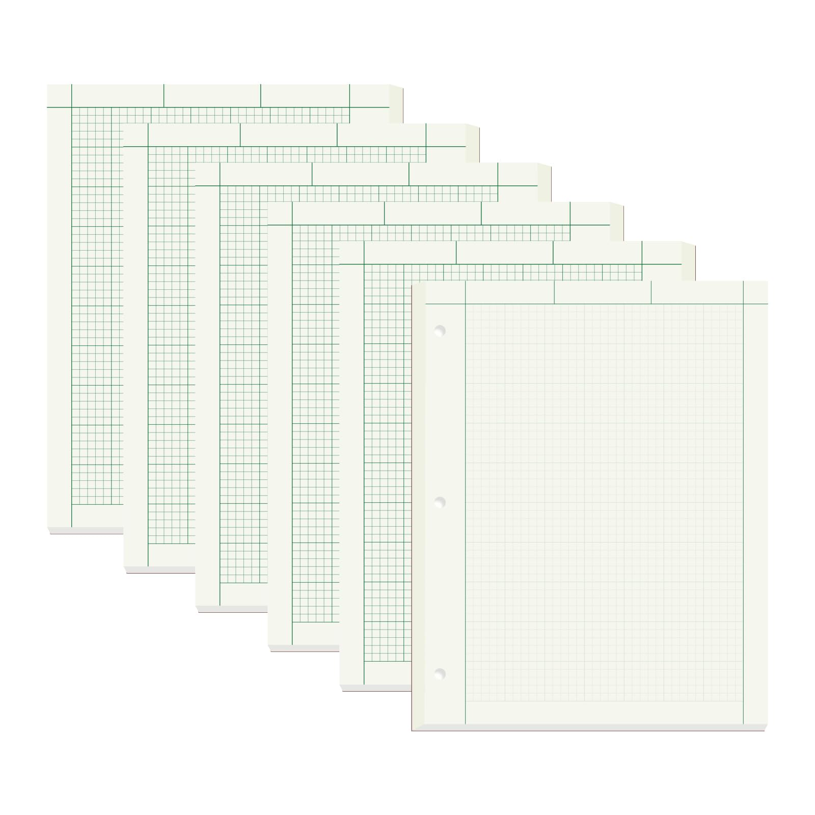 suituts 6 Pads Engineering Paper Notebook, Engineering Computation Pad, 8.5X11 Inch Engineering Graph Paper,3-Hole Punched, 5X5 Ruling, Total 600 Sheets (Per Pad 100 Sheets)