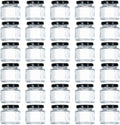 Tebery 30 Pack Mini Hexagon Glass Jars with Black Lids and Labels - 1.5oz Honey & Spice Jars for Gifts, Weddings, DIY