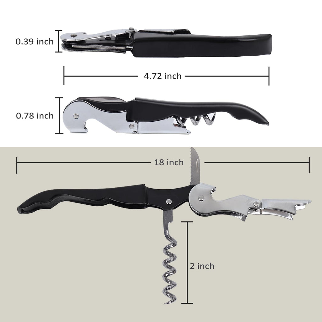 RECUTMS Corkscrew 12 Packs Wine Opener Keys Bulk Stainless Steel Fold Beer or Bottle Openers Serrated Foil Cutter, Perfect for Bars Restaurants Family Company Party (Black)
