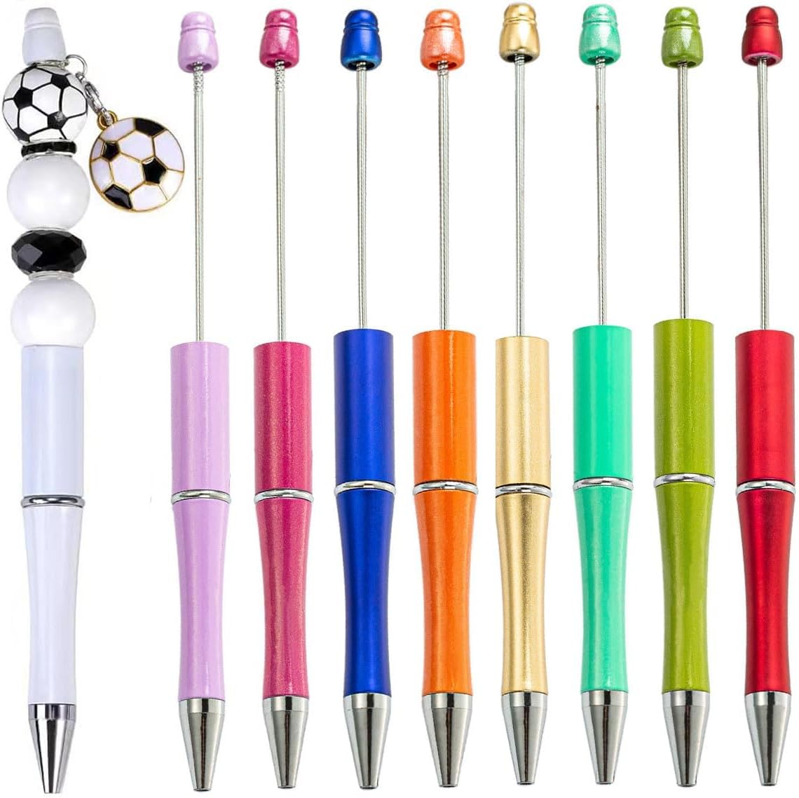 40pcs Beadable Pen, BetterJonny Plastic Bead Pen Black Ink Blue Ink Ballpoint Pens Creative DIY Pens Assorted Cute Cool Pen for Kids Student Teacher Office School Supplies, 40 Colors