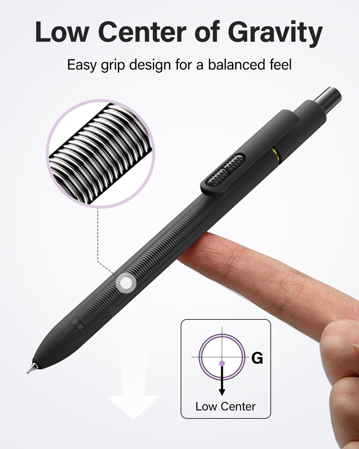 inkipen 16Pcs Gel Pens - 0.5mm Black Ink Pens Fine Point Smooth Writing, Quick Drying Retractable Pen for Journaling, Cute School & Office Supplies (black-white-16PCS)