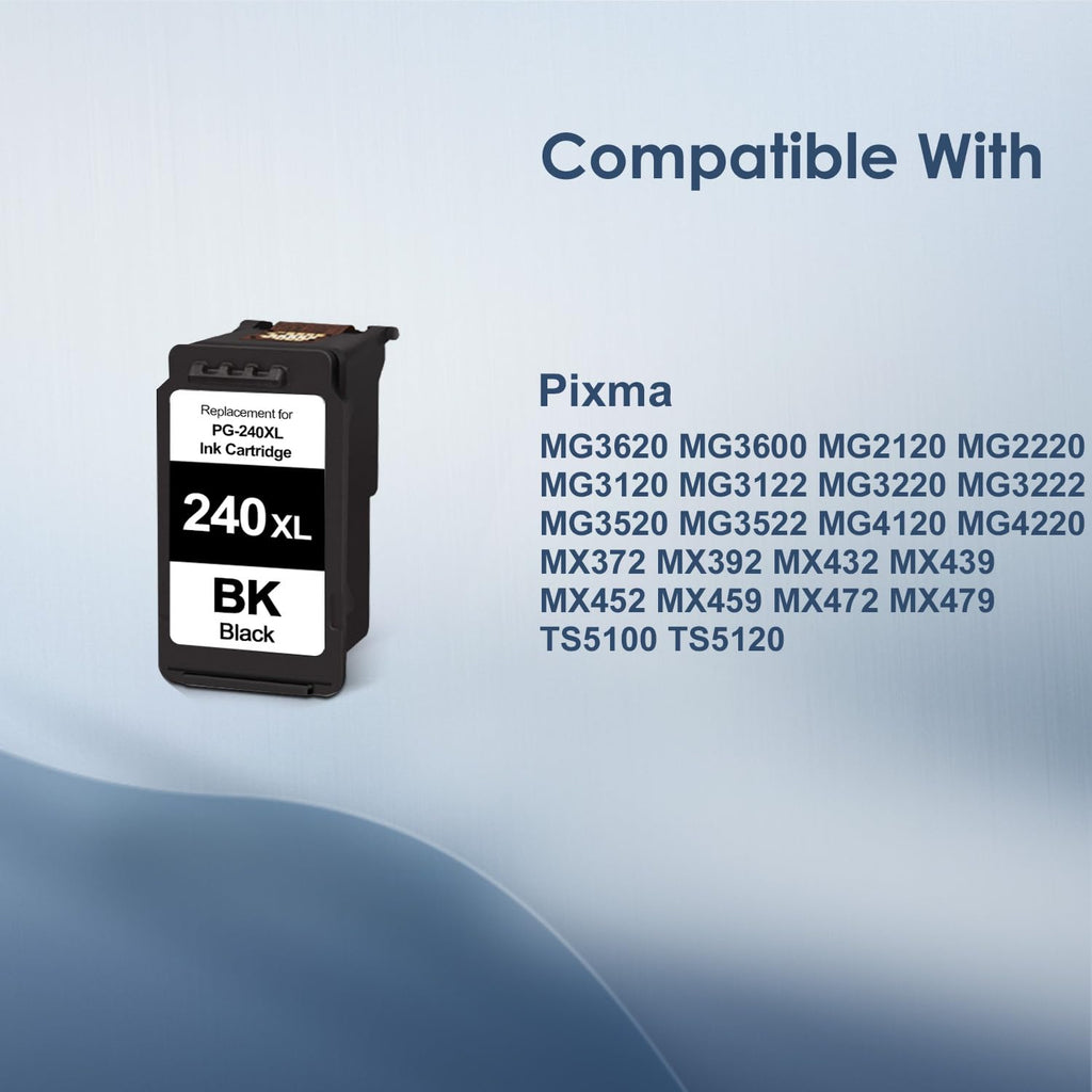 240XL Ink Cartridge Black Replacement for Canon PG-240XL 240 Ink Work for Canon PIXMA MG3620 MG3600 MG3120 TS5120 TS5100 MX392 Printer (1 Black)
