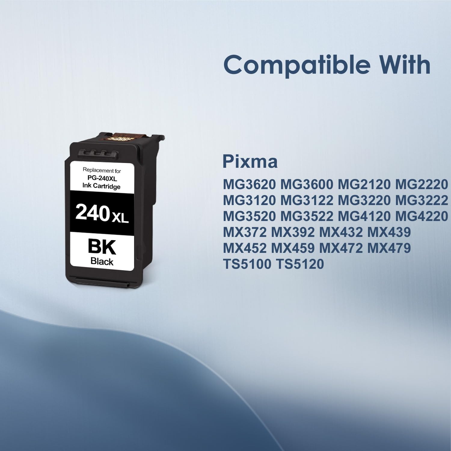 240XL Ink Cartridge Black Replacement for Canon PG-240XL 240 Ink Work for Canon PIXMA MG3620 MG3600 MG3120 TS5120 TS5100 MX392 Printer (1 Black)