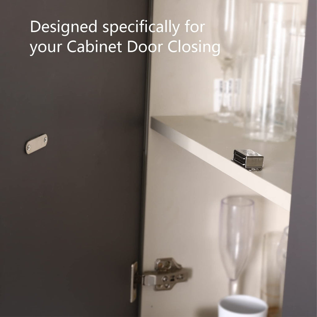 Mousike Cabinet Magnets Magnetic Door Catch Stainless Steel Door Magnet for Kitchen Bathroom Cupboard Wardrobe Closet Closures Cabinet Door Drawer Latch 20 lbs (15Pack)
