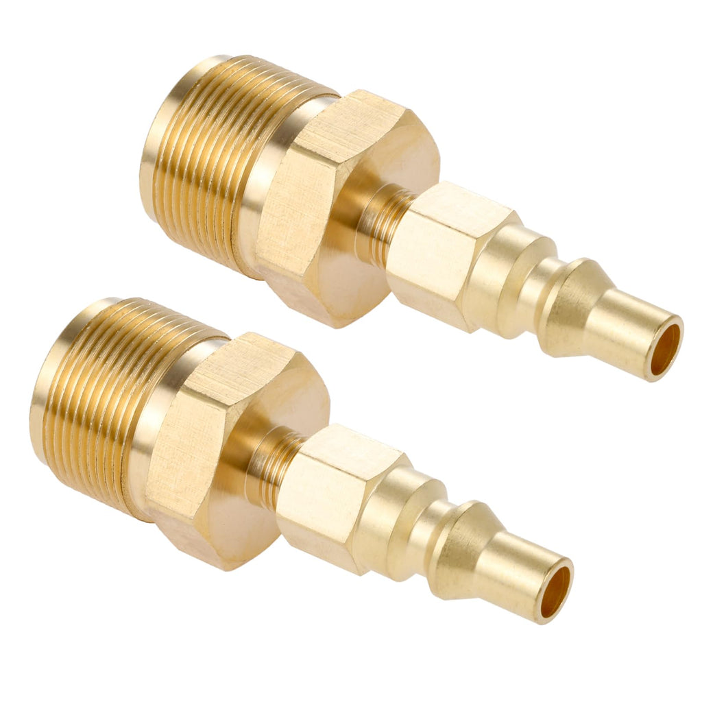 Hicello 2pcs 1/4" Quick Connect Plug with 1"-20UNEF Male Thread Connect 1LB Propane Regulator Adapter, Solid Brass Propane Connect Convert Fitting for BBQ Grill, Heater Hook Up RV Trailer Gas Supply
