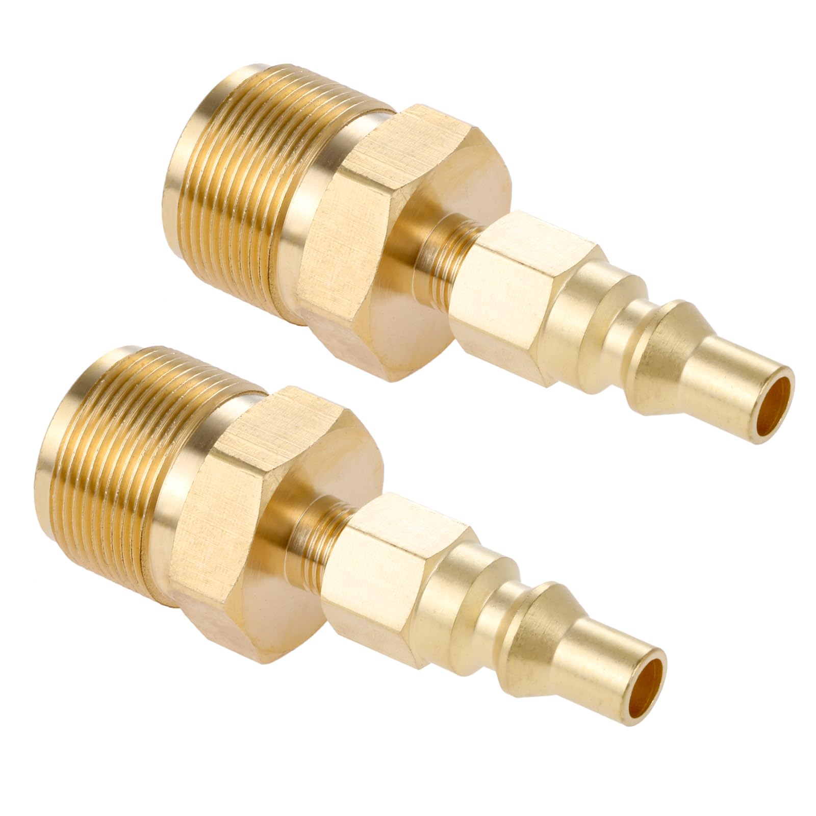 Hicello 2pcs 1/4" Quick Connect Plug with 1"-20UNEF Male Thread Connect 1LB Propane Regulator Adapter, Solid Brass Propane Connect Convert Fitting for BBQ Grill, Heater Hook Up RV Trailer Gas Supply