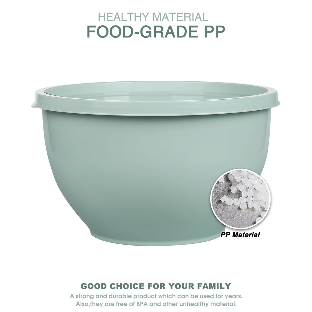 Greentainer Plastic Mixing Bowl Set with Lids for Kitchen, Nesting Storage Bowls for Baking, Prepping,Cooking and Serving Food, Dishwasher, Microwave Safe,Great for Mixing & Serving (5pcs Pink)