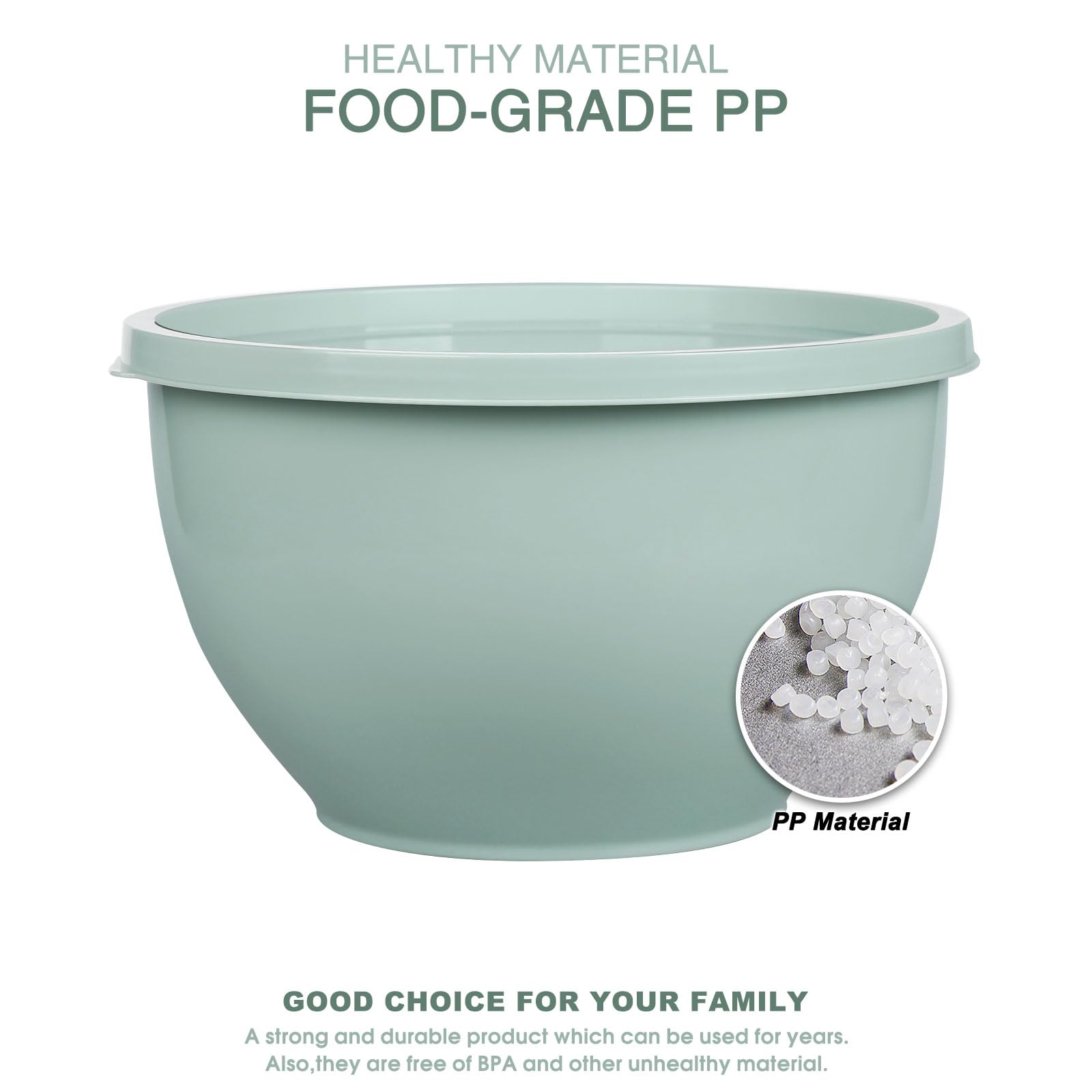 Greentainer Plastic Mixing Bowl Set with Lids for Kitchen, Nesting Storage Bowls for Baking, Prepping,Cooking and Serving Food, Dishwasher, Microwave Safe,Great for Mixing & Serving (5pcs Pink)