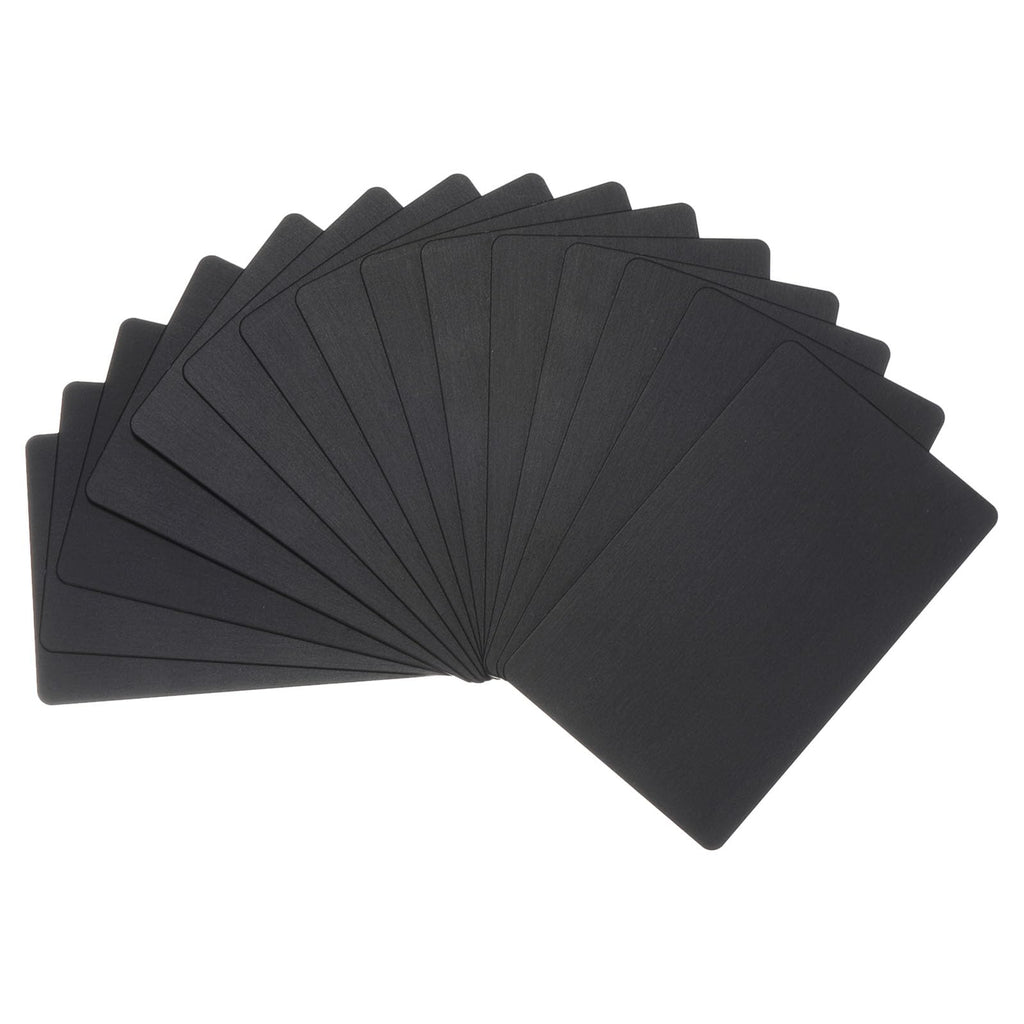PATIKIL 15 Pack Metal Business Cards Anodized 0.8mm Thick Anodized Aluminum Blanks Name Card 3.4x2.1Inch Laser Engrave Printable Name Card for Custom DIY, Black