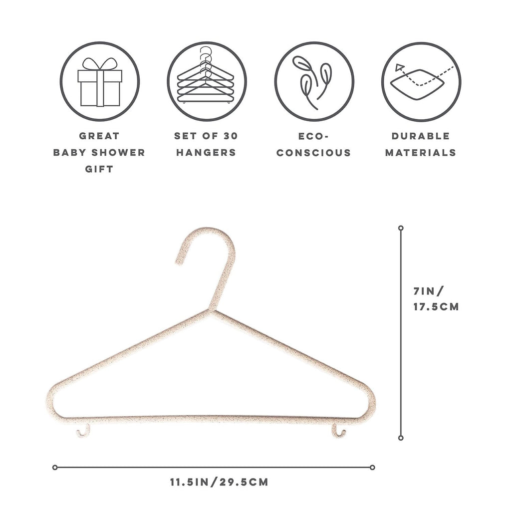 3 Sprouts Wheat Straw Plastic Hangers - 30-Pack Eco-Conscious Baby Hangers & Child Clothes Hanger, Coats - Ideal for Small Girls, Boys, Children, Toddlers, Kids Hangers for Closet - Speckled Cream