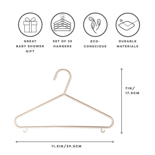 3 Sprouts Wheat Straw Plastic Hangers - 30-Pack Eco-Conscious Baby Hangers & Child Clothes Hanger, Coats - Ideal for Small Girls, Boys, Children, Toddlers, Kids Hangers for Closet - Speckled Cream