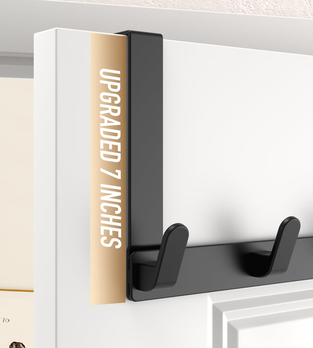 KitchLife Over The Door Hooks Hanger with 7" Extended Arms, Fits 1-3/4" Door Thickness, L18C, Bathroom Accessories and Towel Rack Organization - Matte Black, 1 Pack