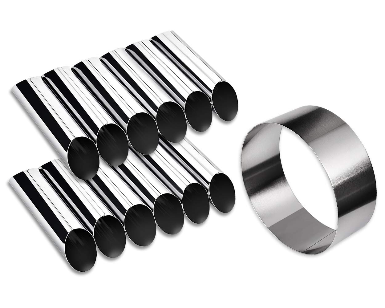 DS. DISTINCTIVE STYLE Cannoli Tubes Kit 12 Pieces Stainless Steel Canolli Shell Molds with Cake Ring Mold DIY Canoli Forms for Baking