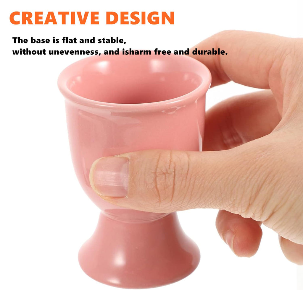 Porcelain Egg Cups Ceramic Egg Stand Holders for Soft Boiled Eggs Set of 6 for, Mix Color, Easter Housewarming Gifts