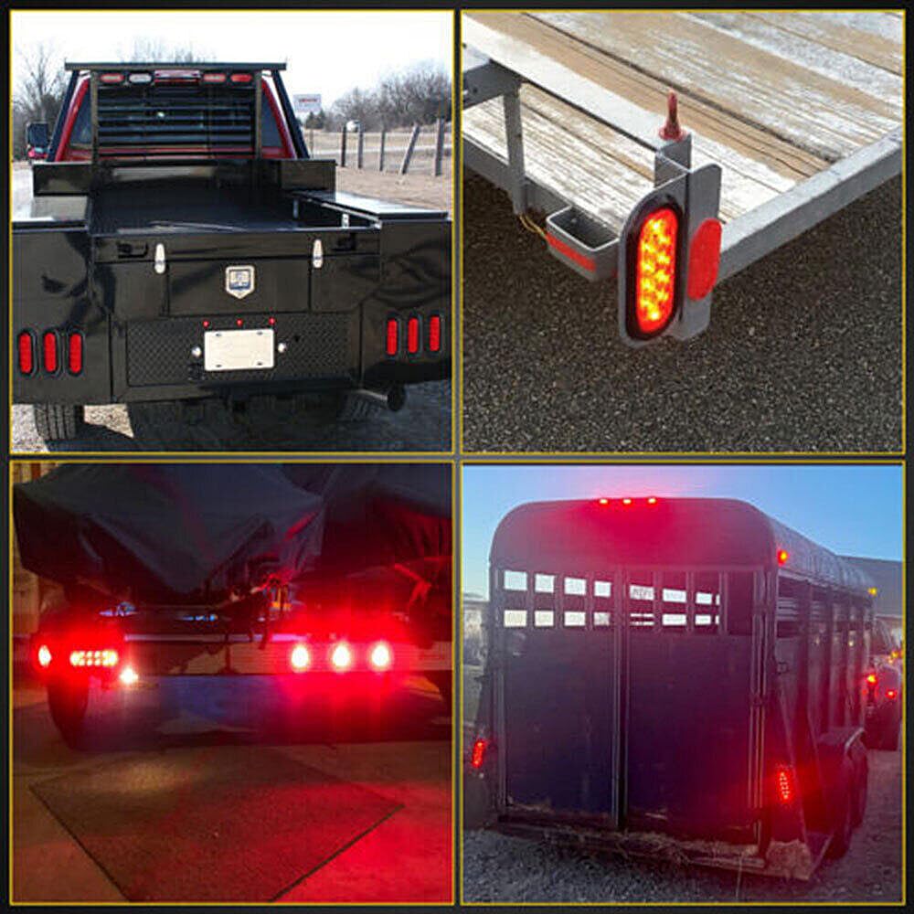 Yanchaofeiauto 6" Oval Red LED Trailer Lights Kit 2PCS 22 LEDS IP68 Waterproof Stop/Turn/Brake Tail Lights Compatible with Truck RV Boat Bus Lorry Camper Van Caravan