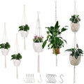 OctBird 6 Pack Macrame Plant Hanger, Hanging Plant Holder with 6 Hooks, Handmade Macrame Hanging Planter Basket Rope Holder for Indoor Outdoor Plants Décor