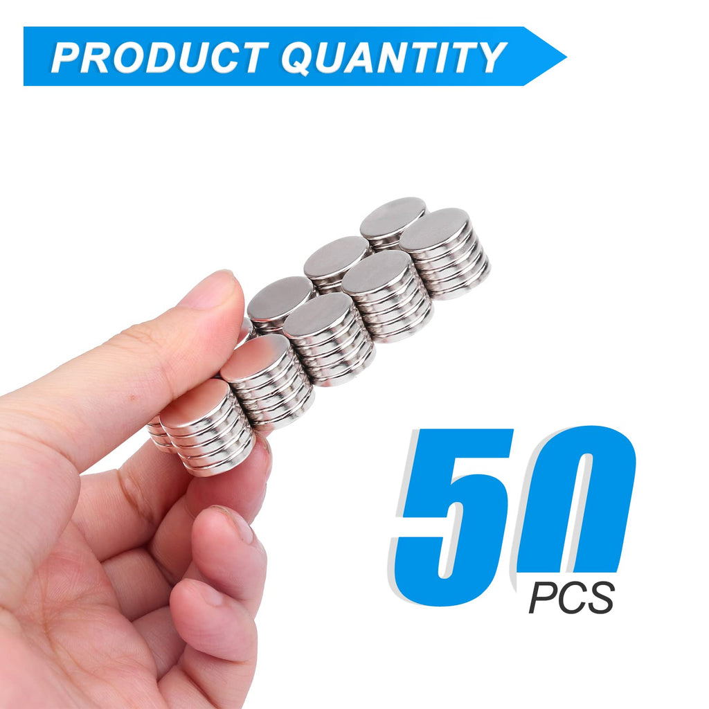 TRYMAG 15x3mm 50Pcs Super Magnets, Small Round Fridge Rare Earth Magnets for Crafts, Tiny Office Magnet for Whitboard, Dry Erase Board, DIY, Scientific Models