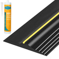 10Ft with Adhesive Universal Garage Door Bottom Threshold Seal Strip, Weatherproof Rubber DIY Weather Stripping Replacement - Black