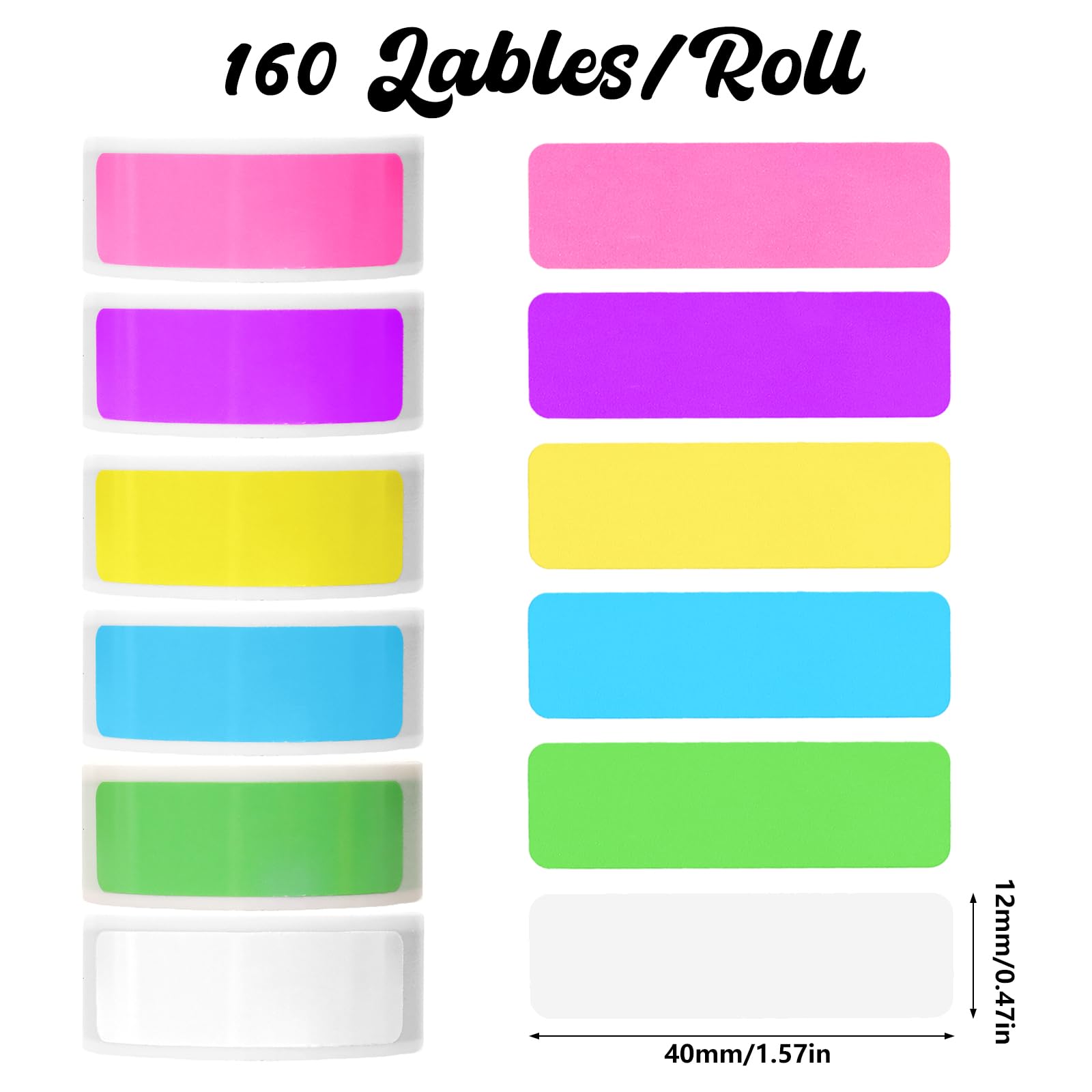 1600 Pcs Label Print Stickers Label Tape 12 x 40 mm Thermal Label Tapes Compatible with D30 Printer 160 Label/roll