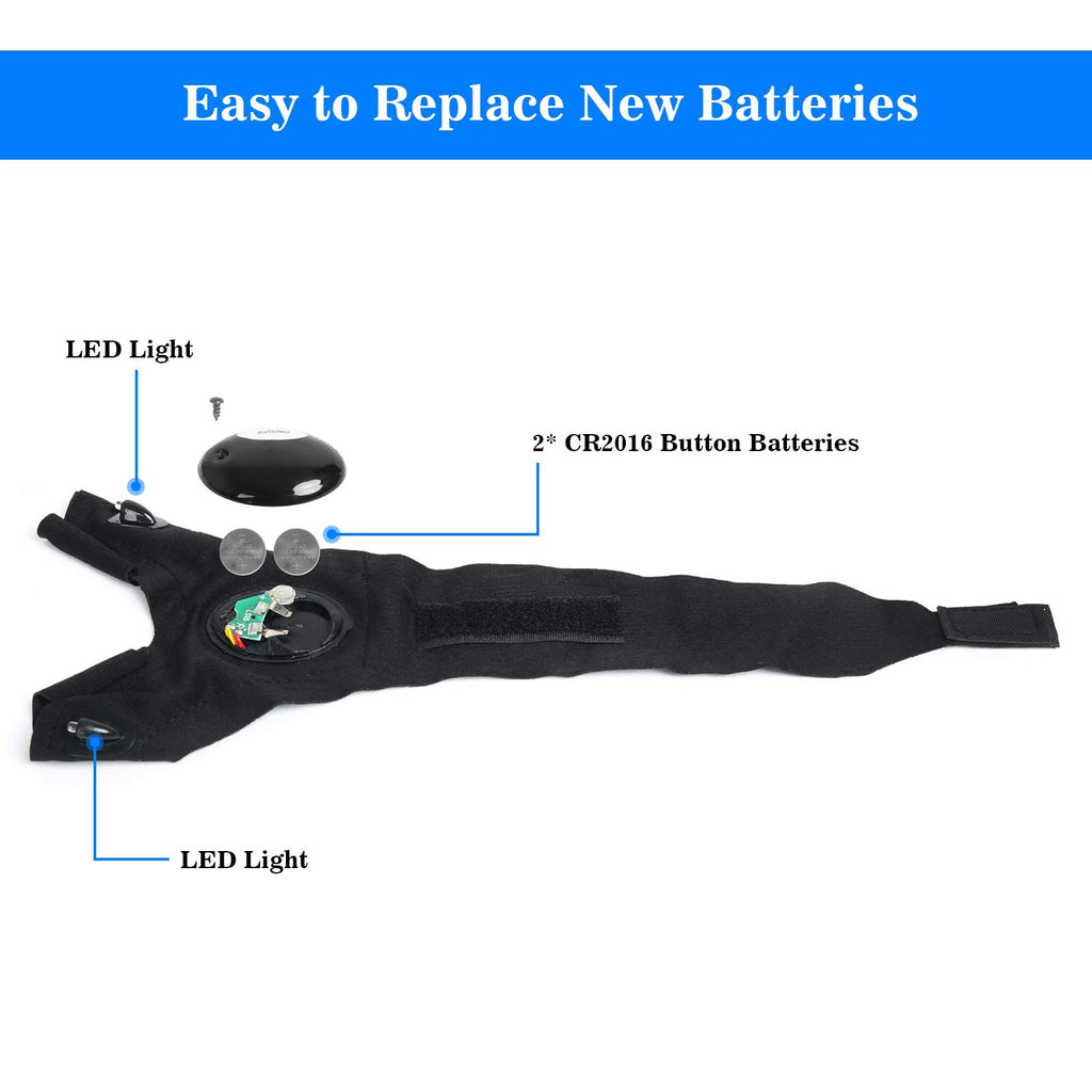 MOIPEJO LED Flashlight Gloves Waterproof, Valentines Day Gift for Him Men Boyfriend Husband, Cool Gadget Finger Lights for Fishing Camping, Father's Day Birthday Christmas Gifts