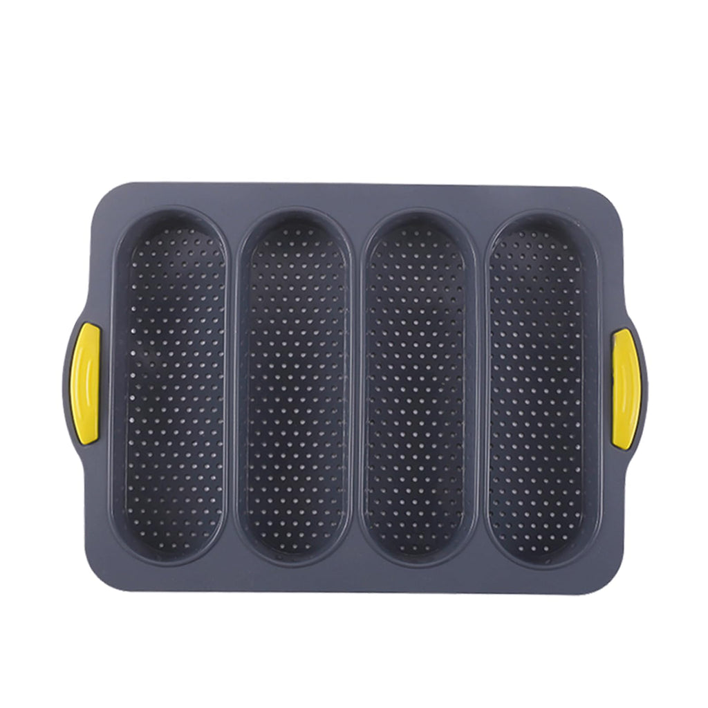 atrccs Silicone Loaf Pan, 4-Cavity Nonstick & Heat Resistant Baguette Bread Pan, Bread Mold for Baking, French Bread Baking Pan, Silicone Baking Molds for Baguette, Sandwich, Hot Dog Bun, Hoagie Roll