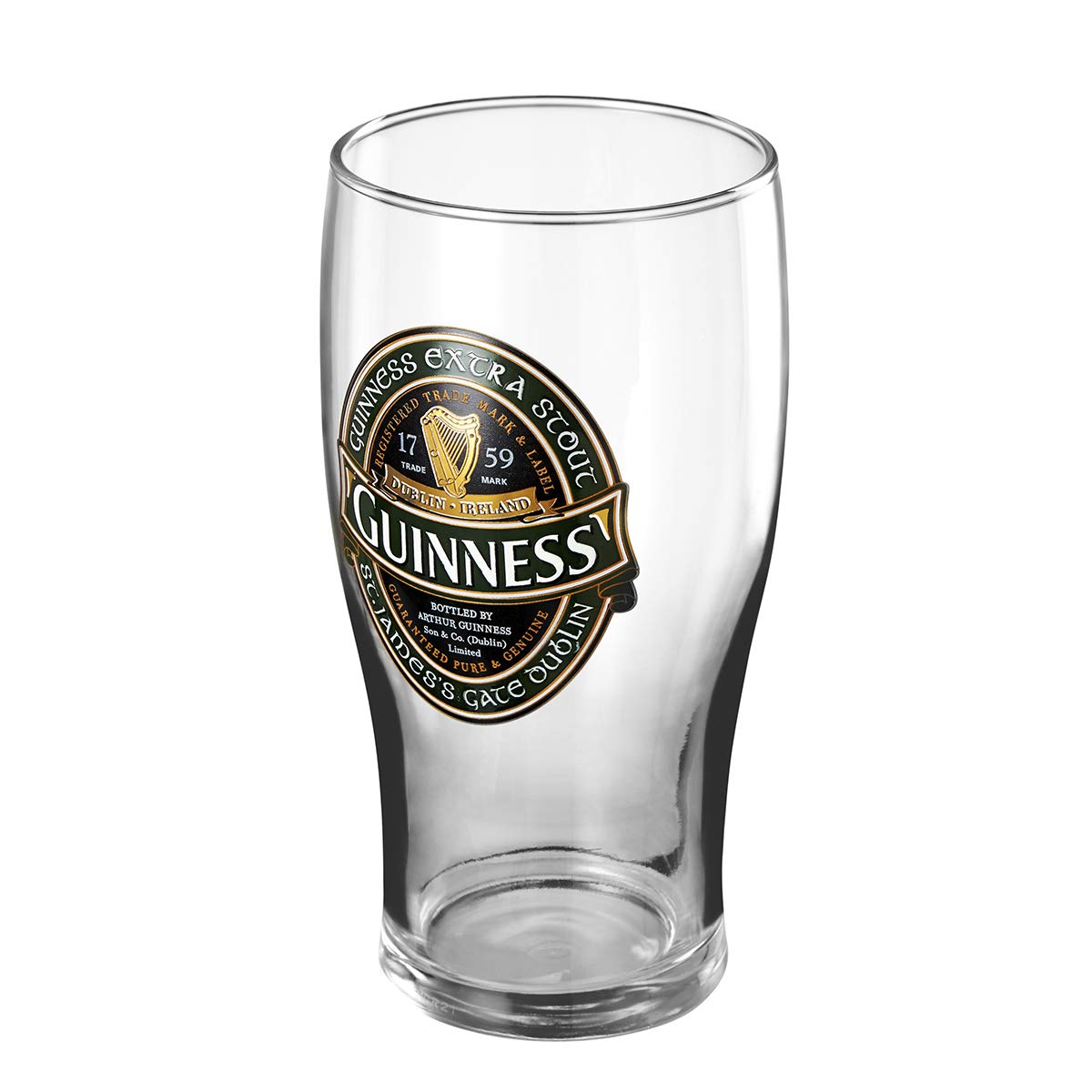 Guinness Official Green Collection Beer Glass, Classic Memorabilia (600ml)