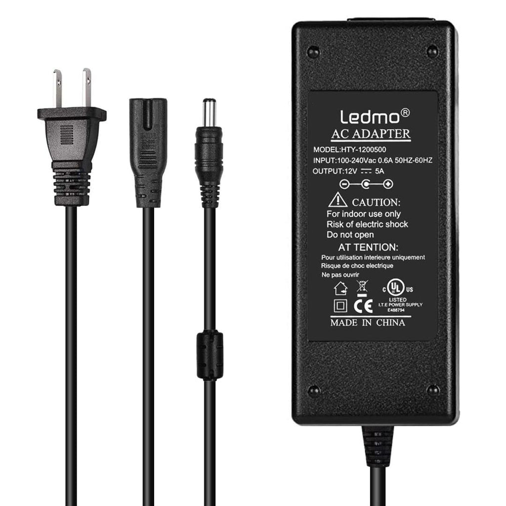 LEDMO 12V 5A 60W AC to DC Power Supply Adapter Power Adapter AC 100-240V to DC 12V Transformers US Plug Converter Power Supply LED Driver
