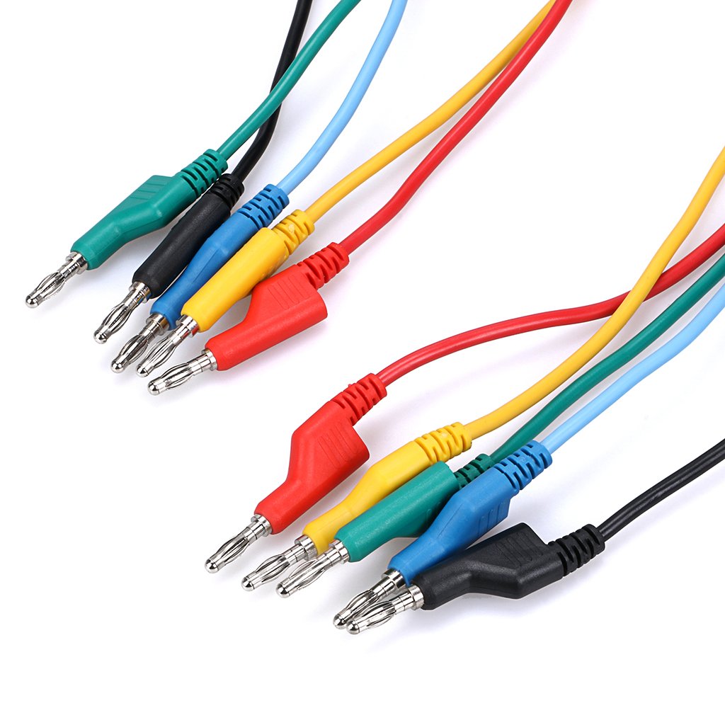 JuxYes Pack of 5 Colors Banana to Banana Plug Test Leads Set - 4mm Stackable Banana Test Cable Wire for Multimeter