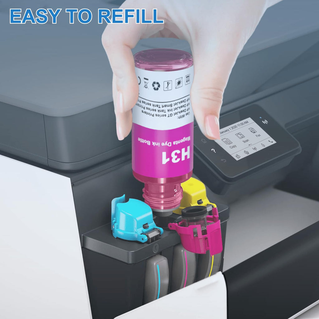 JoyPrinting 31 Ink Bottle Set 32XL Black Ink Bottle Compatible with HP 31 32XL Ink Bottle Set Work for HP Smart Tank 6001 7301 7602 7001 5000 5101 5102 5103 651 551 455 457 450 (4 Pack)