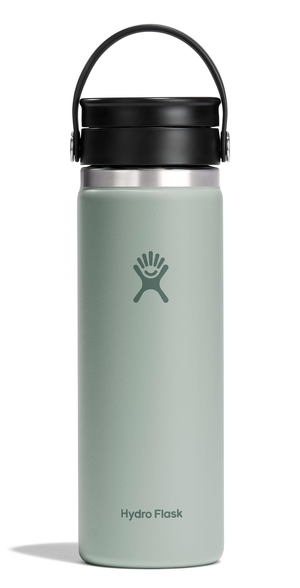 Hydro Flask 20 Oz Stainless Steel Wide Mouth Hot Water Bottle with Flex Sip Lid, Agave Green