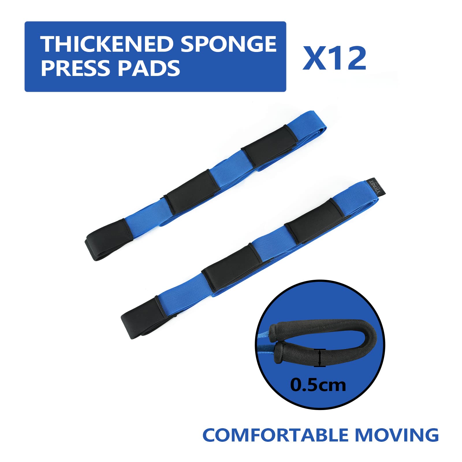 Ytonet Moving Straps, 2-Person Lifting and Moving System with 12 Comfortable Thickened Sponge Pads, Lifting Straps for Move Furniture, Appliances, Heavy Objects up to 800 lbs, Wire Rope Slings Blue