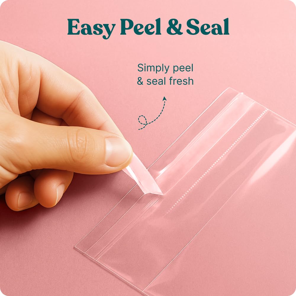 Pack It Chic - 4" X 4" Clear Self Sealing Cellophane Bags (1000 Pack) - Cookie Bags With Resealable Adhesive for Baked Goods Packaging, Candy, Treats, Bakery, Party Favors