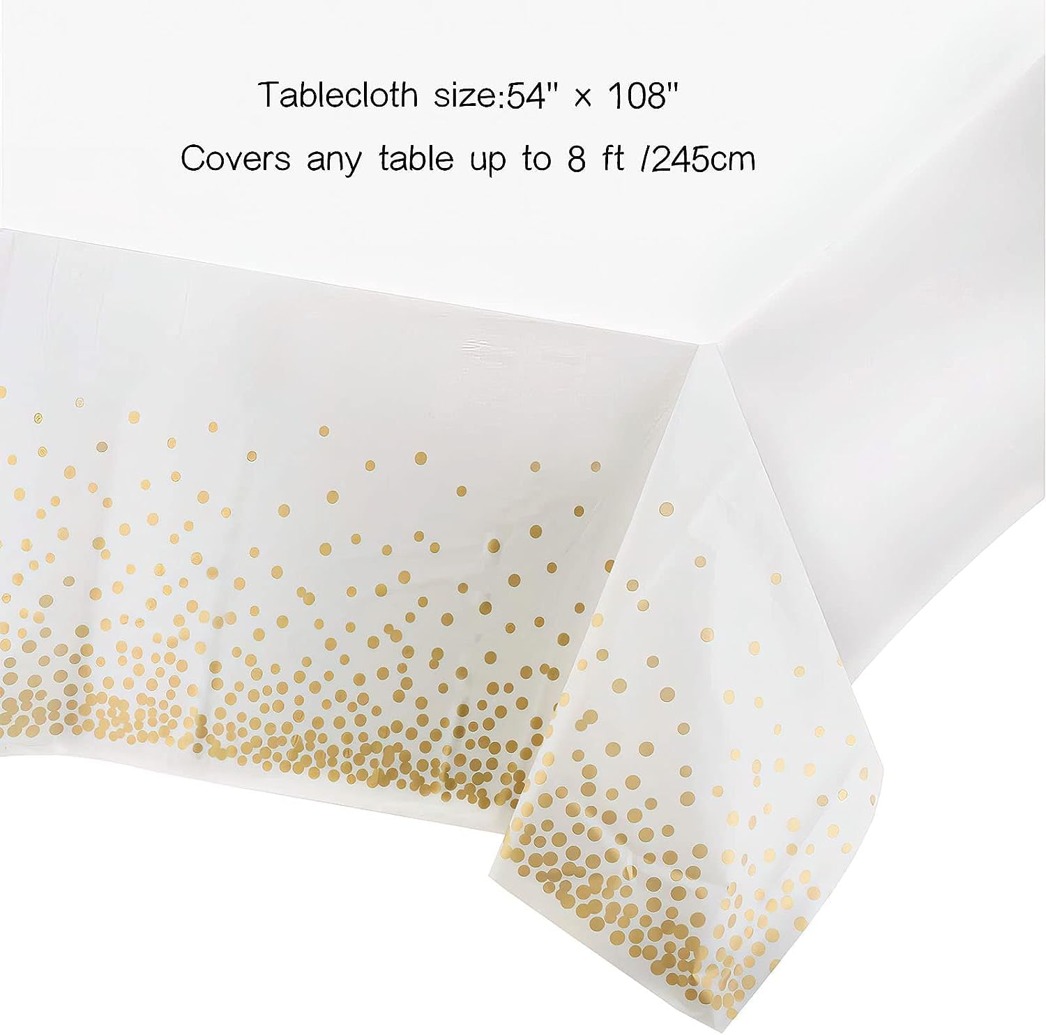 201Pcs White and Gold Paper Plates Party Supplies for 50 Guests,Disposable Party Decorations Dinnerware Gold Dot Paper Plates Napkins Cups Tablecloth for Birthday Wedding Babyshower