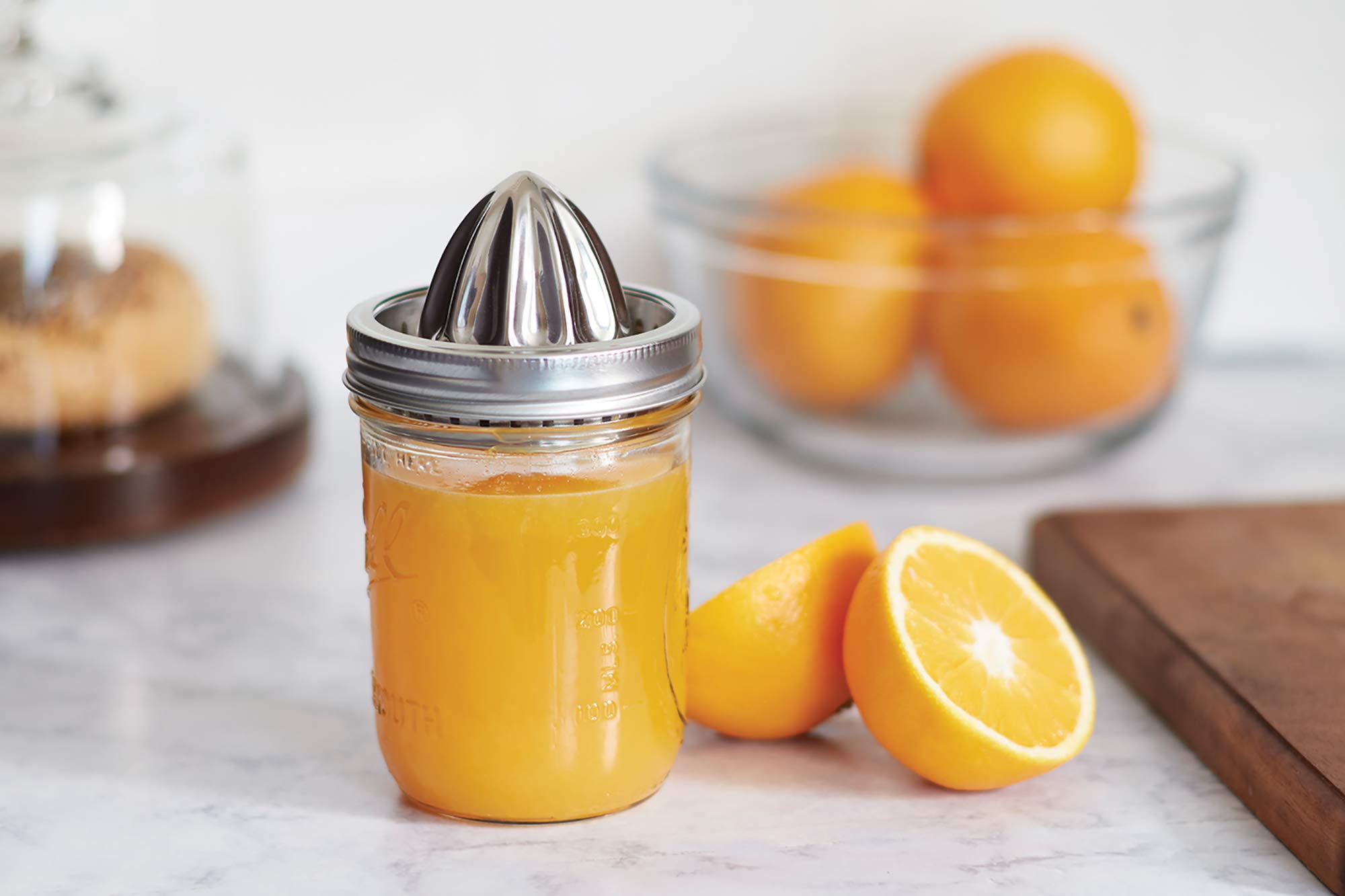 Jarware Citrus Juicer Lid for Wide Mouth Mason Jars, Stainless Steel