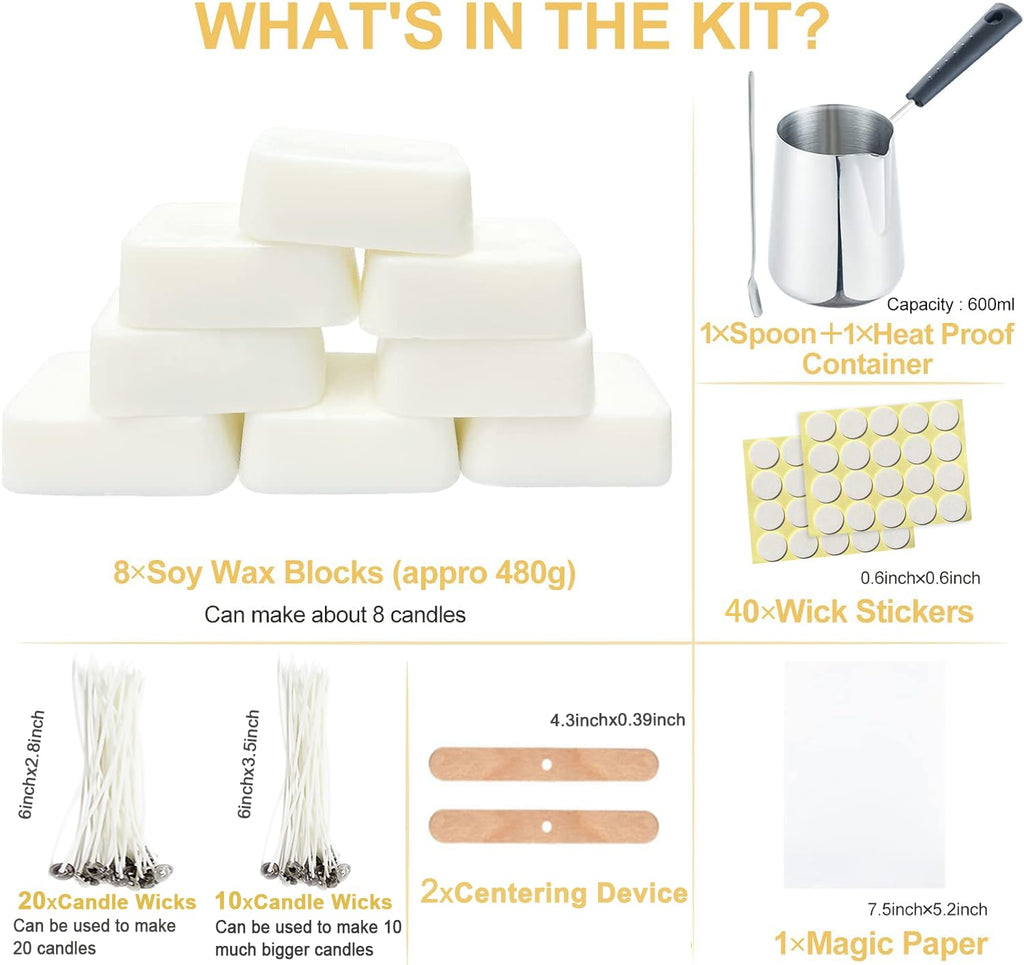 ETUOLIFE DIY Candle Kit, DIY Candle Making Kit Suitable for Beginners to Experts with Soy Wax, Pouring Pot, Magic Paper, Wicks and More Complete K It for Making Candles