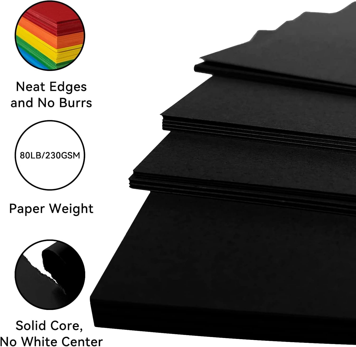 Black Cardstock 50 Sheets, 30.5x30.5 centimeters/12x12 inch Cardstock Paper Bulk Construction Paper,250GSM Card Stock Printer Paper Scrapbooking Supplies for DIY Crafts Cricut Card Making