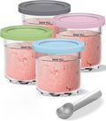 Containers Replacement for Ninja Creami Pints and Lids & Scoop - 4 Pack | Compatible with NC300/NC301/NC299AMZ Series | BPA-Free, Dishwasher-Safe, Leak-Proof Pints for Homemade Ice Cream