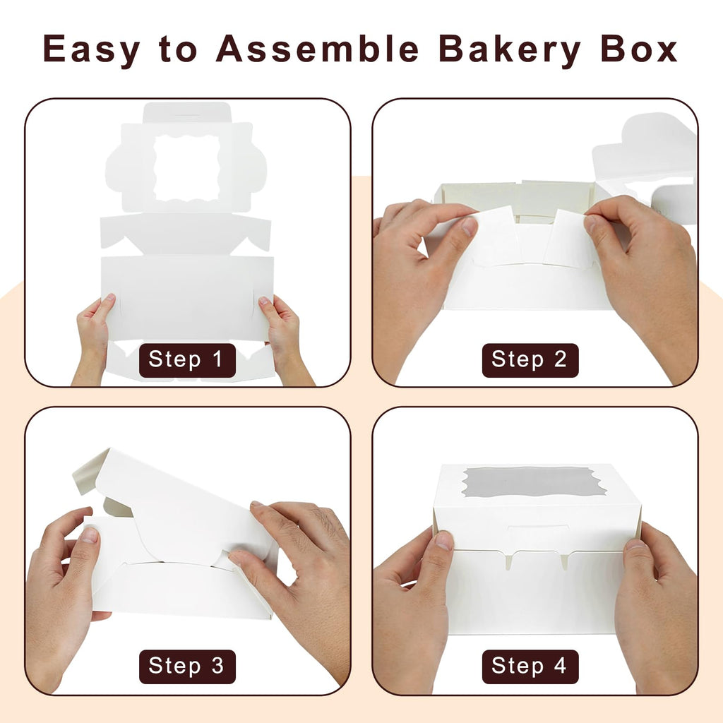 JOHOPACK 50 Pack 5x5x2.5 Inch Bakery Boxes, Cookie Boxes with Window Treat Boxes Chocolate Covered Strawberries Boxes for Macaroon Dessert Cupcake Pastry Muffins