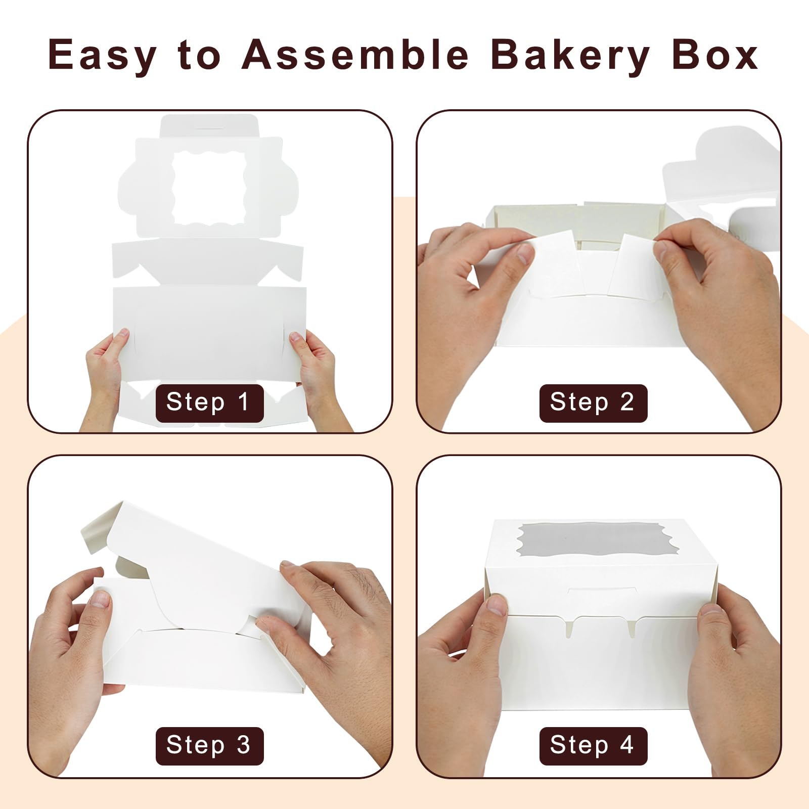 JOHOPACK 50 Pack 5x5x2.5 Inch Bakery Boxes, Cookie Boxes with Window Treat Boxes Chocolate Covered Strawberries Boxes for Macaroon Dessert Cupcake Pastry Muffins