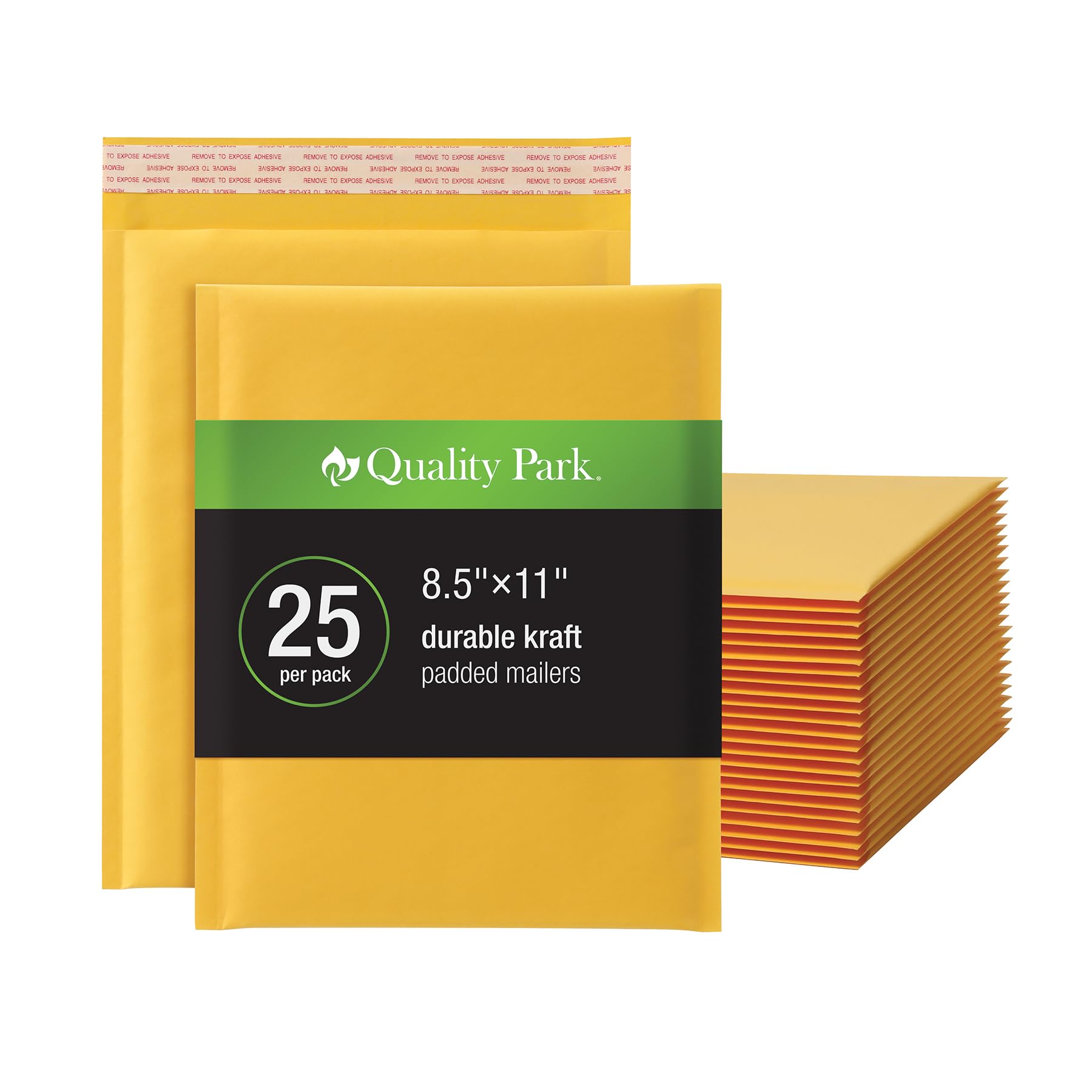 Quality Park Bubble Mailers, 8.25 x 11 Inch, Kraft Padded Envelopes, Durable Brown Shipping Envelopes, Self Seal Closure, 25 Per Box (QUA85759)