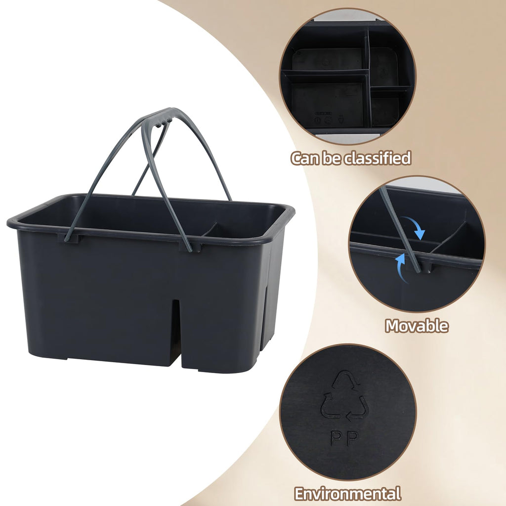 Bringer Plastic Cleaning Tool Storage Caddy, Cleaning Caddy Tote, Grey, 11.33" x 8.89" x 5.74"