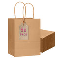 qiqee 50-Packs Brown Paper Gift Bags with Handles Bulk 11"x5"x8" Medium Size Paper Bags Multiple Uses(27x20x12cm,Medium Size)